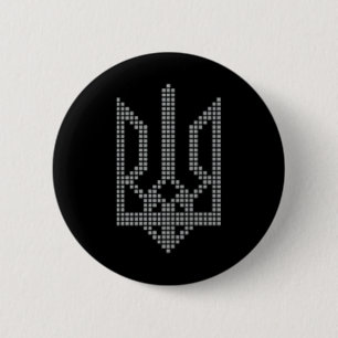 Graues ukrainisches Tryzub-Symbol auf der Brust - Button