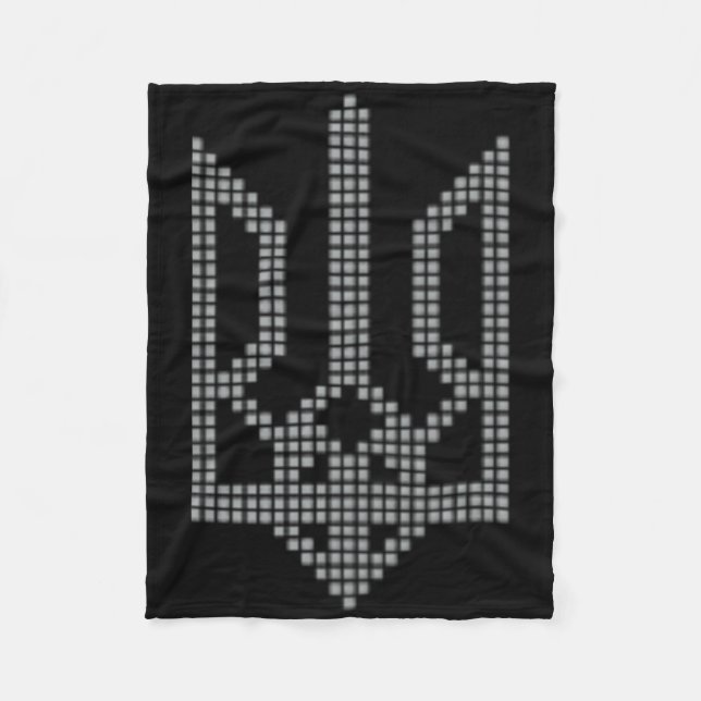 Graues ukrainisches Tryzub-Symbol auf der Brust -  Fleecedecke (Vorderseite)