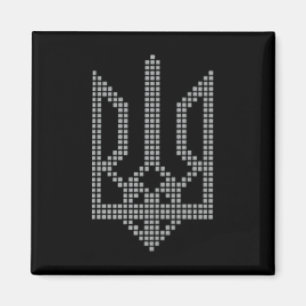 Graues ukrainisches Tryzub-Symbol auf der Brust -  Magnet