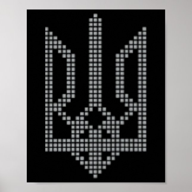 Graues ukrainisches Tryzub-Symbol auf der Brust -  Poster (Vorne)
