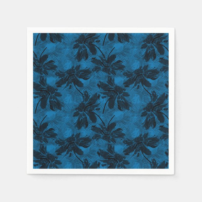 Graues und blaues Blumenmuster. Serviette (Vorderseite)