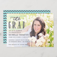 Graues und blaues Zickzack Graduate Party Foto