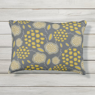 Graues und gelbes abstraktes Blumenkissen Kissen Für Draußen