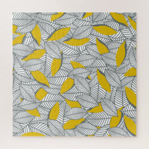 Graues und gelbes Blatt Muster. Puzzle