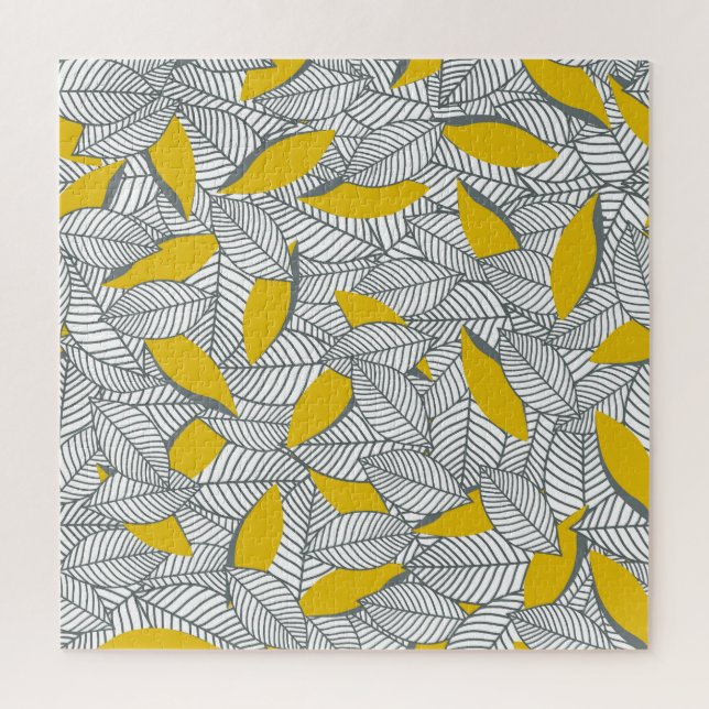 Graues und gelbes Blatt Muster. Puzzle (Vertikal)