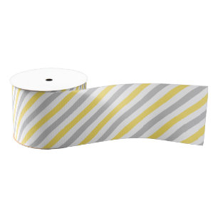 Graues und gelbes diagonales Streifen-Muster Ripsband