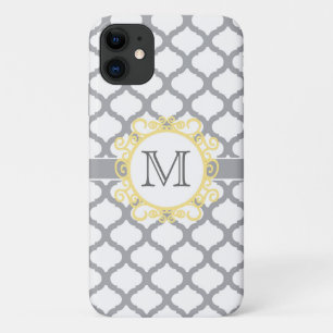 Graues und gelbes Vierpass-Monogramm Case-Mate iPhone Hülle
