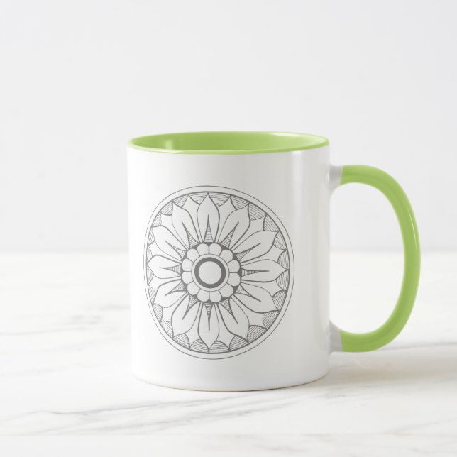 Graues und Limones Medallion-Muster personalisiere Tasse (Rechts)