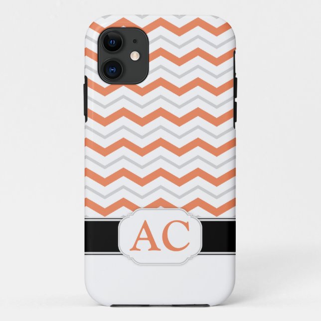 Graues und orangefarbenes Monogramm iPhone 5 Fall Case-Mate iPhone Hülle (Rückseite)