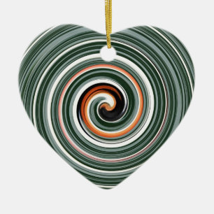 Graues und orangefarbenes Spiralmuster Keramikornament
