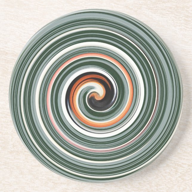Graues und orangefarbenes Spiralmuster Untersetzer (Vorne)