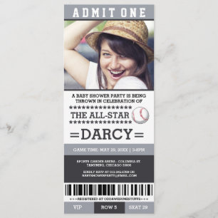 Graues und schwarzes Baseball-Baby-Duschen-Party Einladung