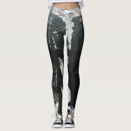 Graues und schwarzes Foto Leggings