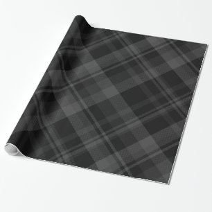 Graues und schwarzes Kariertes Tartan Wrapping Pap Geschenkpapier
