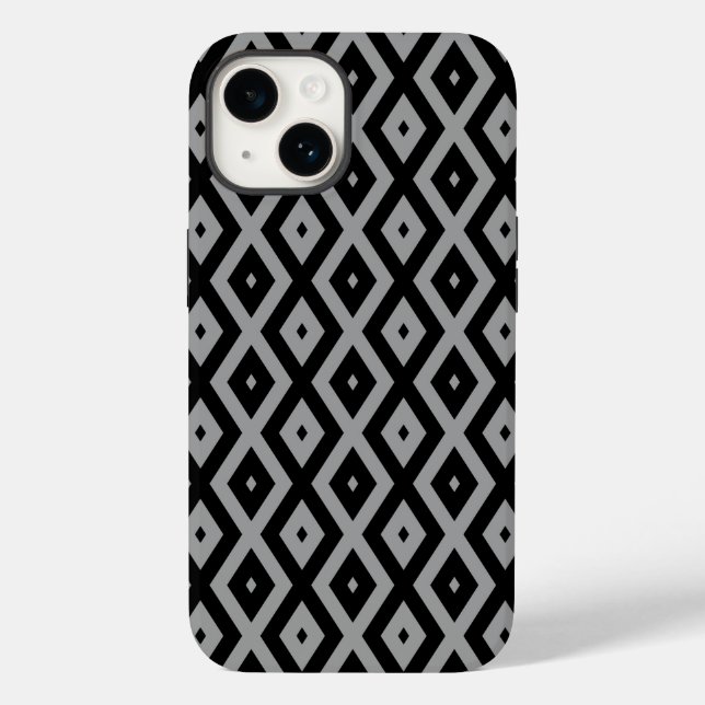 Graues und schwarzes Rautenmuster Case-Mate iPhone Hülle (Rückseite)