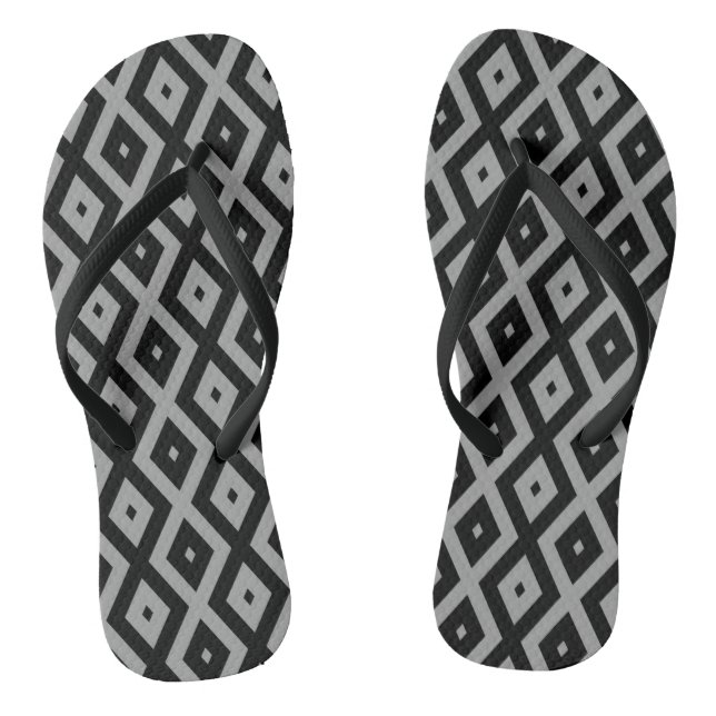 Graues und schwarzes Rautenmuster Flip Flops (Fußbett)