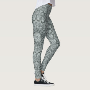 Graues und silbernes Mandala-Musterdesign Leggings