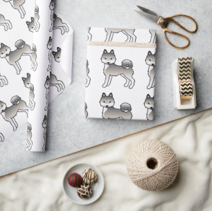 Graues und weißes Alaskan Klee Kai Niedlich Hundes Geschenkpapier