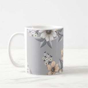 Graues und weißes Blume Muster auf grauem Untergru Kaffeetasse