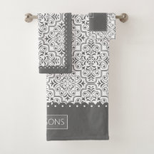 Graues und weißes Damastmuster, gerollte Ränder