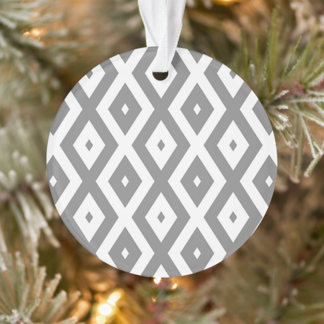 Graues und weißes Diamantmuster Ornament (Baum)