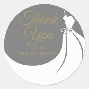 Graues und weißes elegantes Brautkleid-Bridal-Show Runder Aufkleber