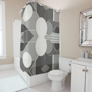 Graues und weißes geometrisches Design mit Schaltk Duschvorhang