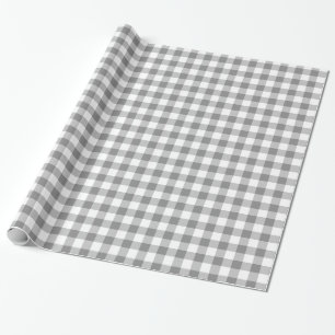 Graues und weißes Gingham-Karo-Muster Geschenkpapier