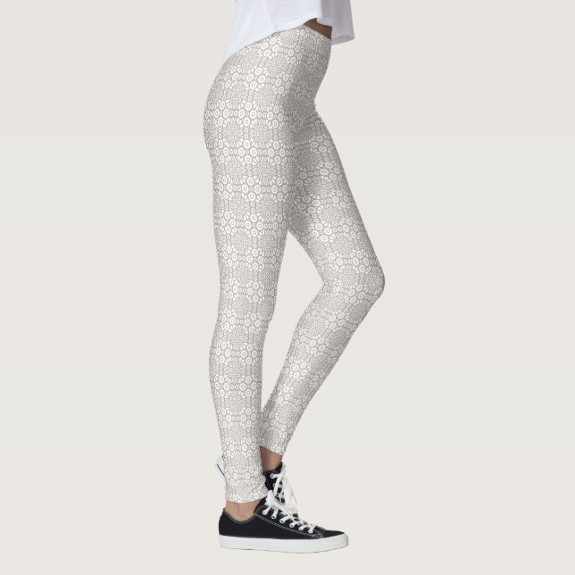 Graues und weißes Mandala-Muster Leggings (Rechts)