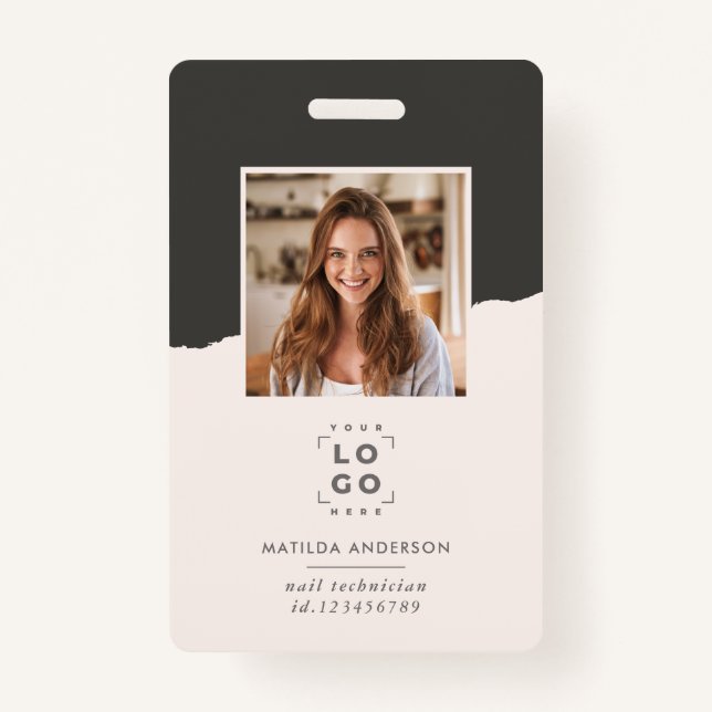 Graues und weißes modernes minimales Foto abstrakt Ausweis (Vorderseite)