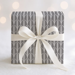 Graues und weißes Vintage-Deco-Ventilator-Muster Geschenkpapier