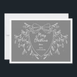 Graues und weißes Weihnachtsgebäck und Mistleton Feiertagskarte<br><div class="desc">Senden Sie Ihren Freunden und Ihrer Familie herzliche Urlaubswünsche und vermitteln Sie mit dieser schicken Weihnachtsgrüße-Karte mit einem weißen Linien Kunst mistletoe Design, das ein modernes und stilvolles Wappen umrahmt. Der klassische graue Hintergrund fügt eine trendige und elegante Touch hinzu, während das anpassbare Wappen es Ihnen ermöglicht, eine persönliche Nachricht...</div>