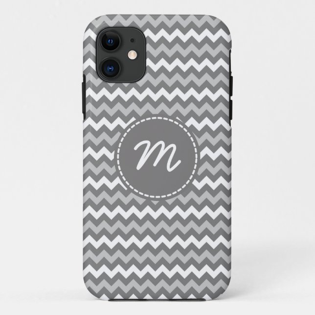 Graues und weißes Zickzack Muster Case-Mate iPhone Hülle (Rückseite)