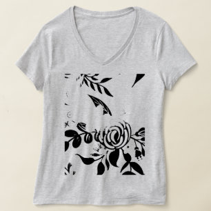 Graues verblasstes Blumen-Basic-T-Shirt, MEDIUM T-Shirt