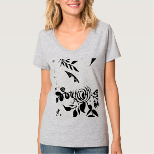 Graues verblasstes Blumen-Basic-T-Shirt, SMALL T-Shirt