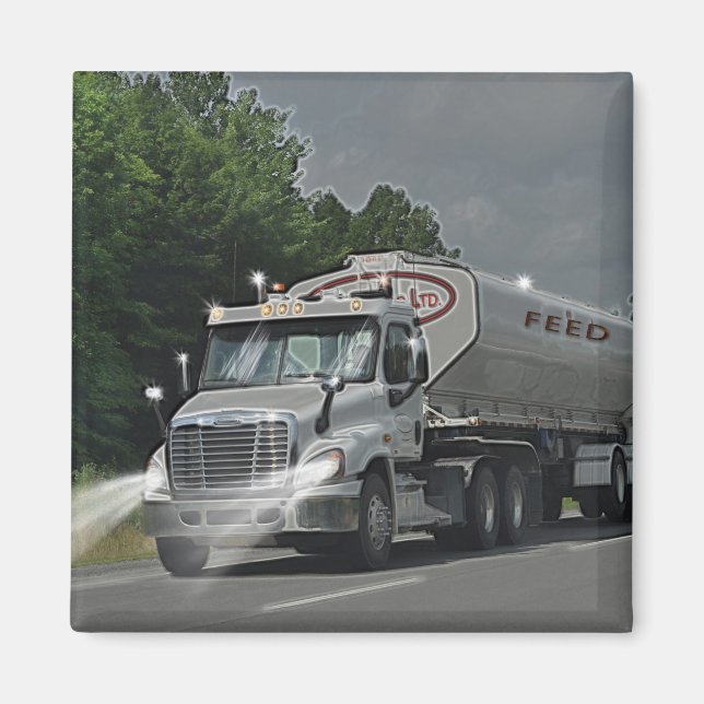 Graues Vieh Füttre Zisterne LKW für LKWs & Kids Magnet (Vorne)