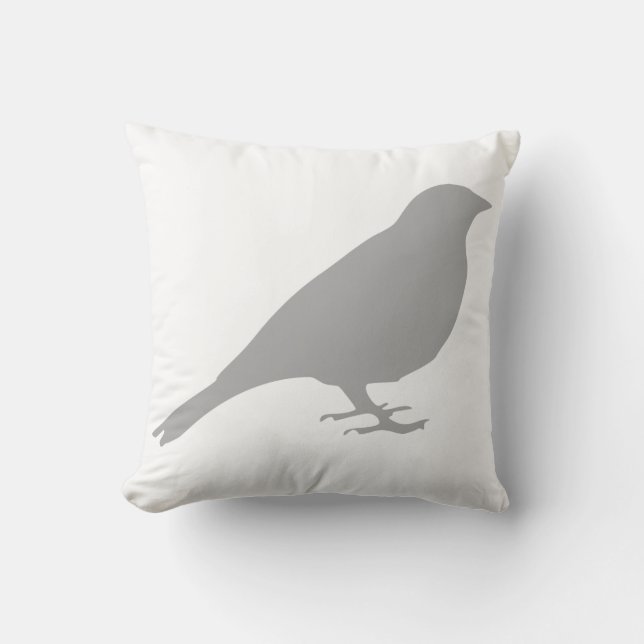 Graues Vogel-Kissen Kissen (Vorderseite)