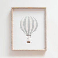 Graues Wasserfarben-Heißluftballon im Vintage-Stil