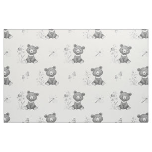 Graues Watercolor Woodland Animals Baby Bear Kinde Stoff