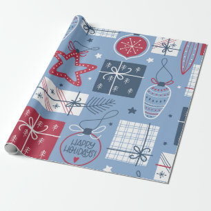 Graues Weihnachtsdekorationsmuster-Wrap-Papier Geschenkpapier