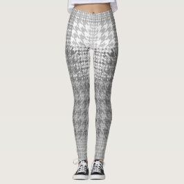Graues Weiß-Hahnentrittmuster-Karo-hohe Mode Leggings
