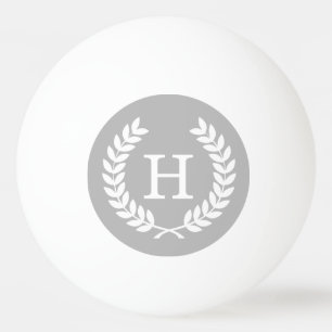 Graues Weiß Laurel Wreath Initial Monogram Tischtennisball