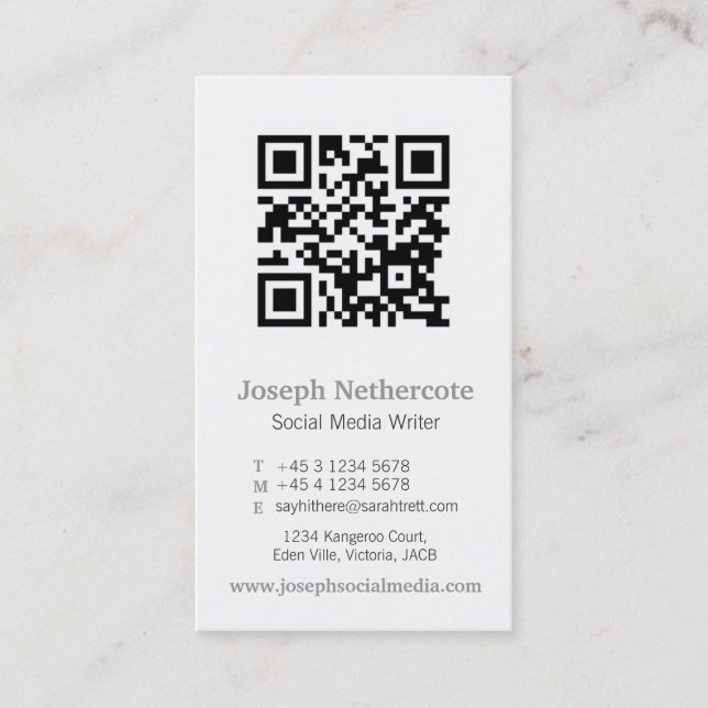 Graues Weiß qr Codebild-Medium-Visitenkarte Visitenkarte (Vorderseite)