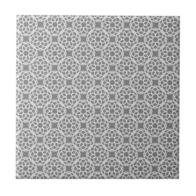 Graues weißes geometrisches nahtloses Muster Fliese (Vorderseite)