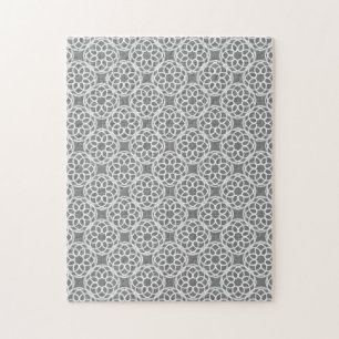 Graues weißes geometrisches nahtloses Muster Puzzle