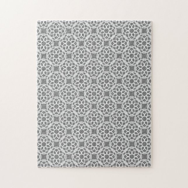 Graues weißes geometrisches nahtloses Muster Puzzle (Vertikal)