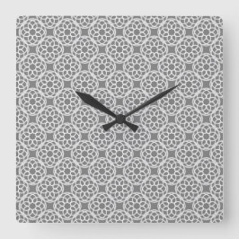 Graues weißes geometrisches nahtloses Muster Quadratische Wanduhr