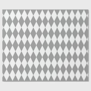 Graues weißes Harlequin Diamonds-Muster Geschenkpapier