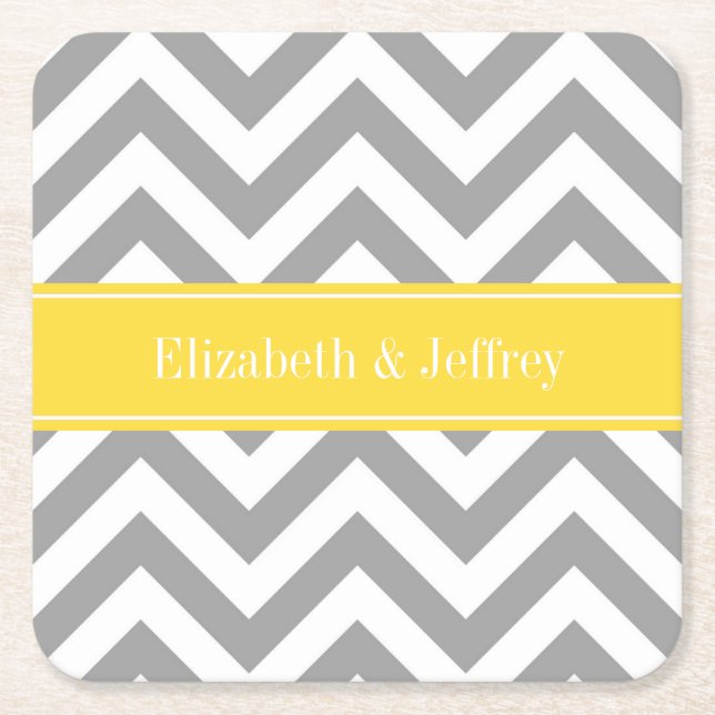 Graues weißes LG Zickzack Ananas Monogramm Rechteckiger Pappuntersetzer (Vorderseite)