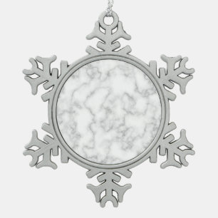 Graues, weißes Marmorsteinmuster Schneeflocken Zinn-Ornament